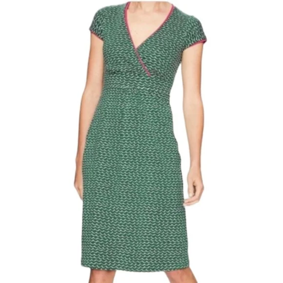 Boden | Dresses | Boden Womens Green And Pink Trip Faux Wrap Jersey Midi  Dress Size 8r | Poshmark